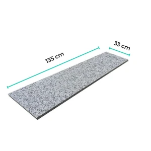 Stopnica granitowa szara płomieniowana G602 135x33x2 Bianco Sardo